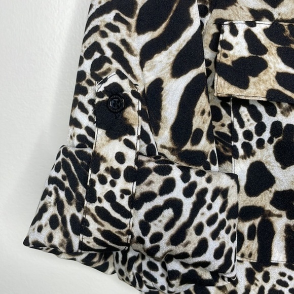 Calvin Klein Size S Leopard Animal Print Lightweight Collarless Button Down - Picture 12 of 13